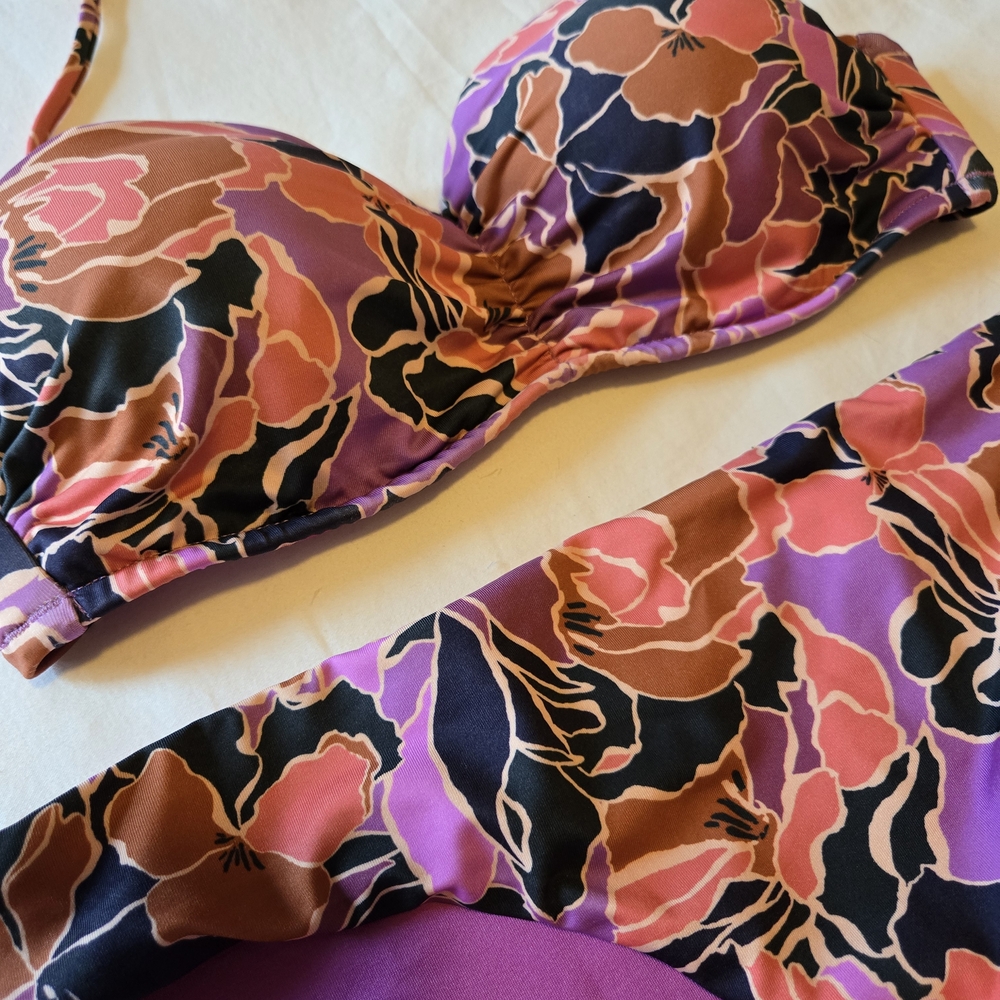 VS Floral Bikini Set in Pink and Black